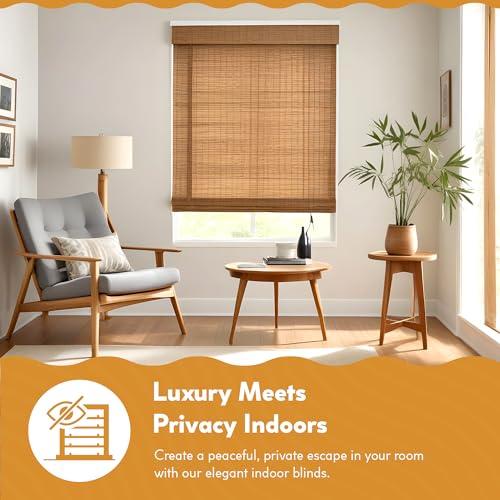 Cordless Bamboo Roman Shades - Driftwood - 28.5 in. W x 64 in. L X29550
