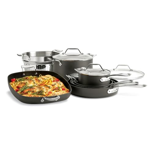 10 Piece Hard Anodized Nonstick Black Cookware Set F799
