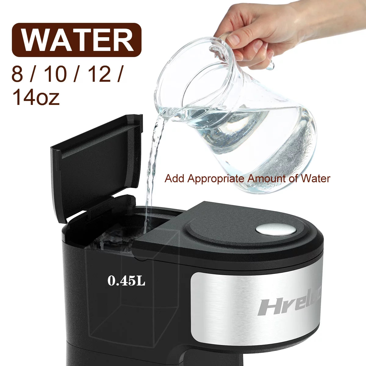 Mini Coffee Machine with Self-Cleaning Function and 8-14 oz Brew Size N8951