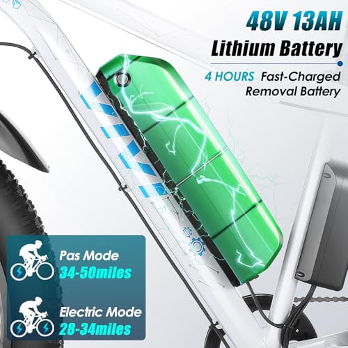 26" x 4.0 Fat Tire Electric Bicycle with 48V 13AH Removable Lithium-Ion Battery C21135