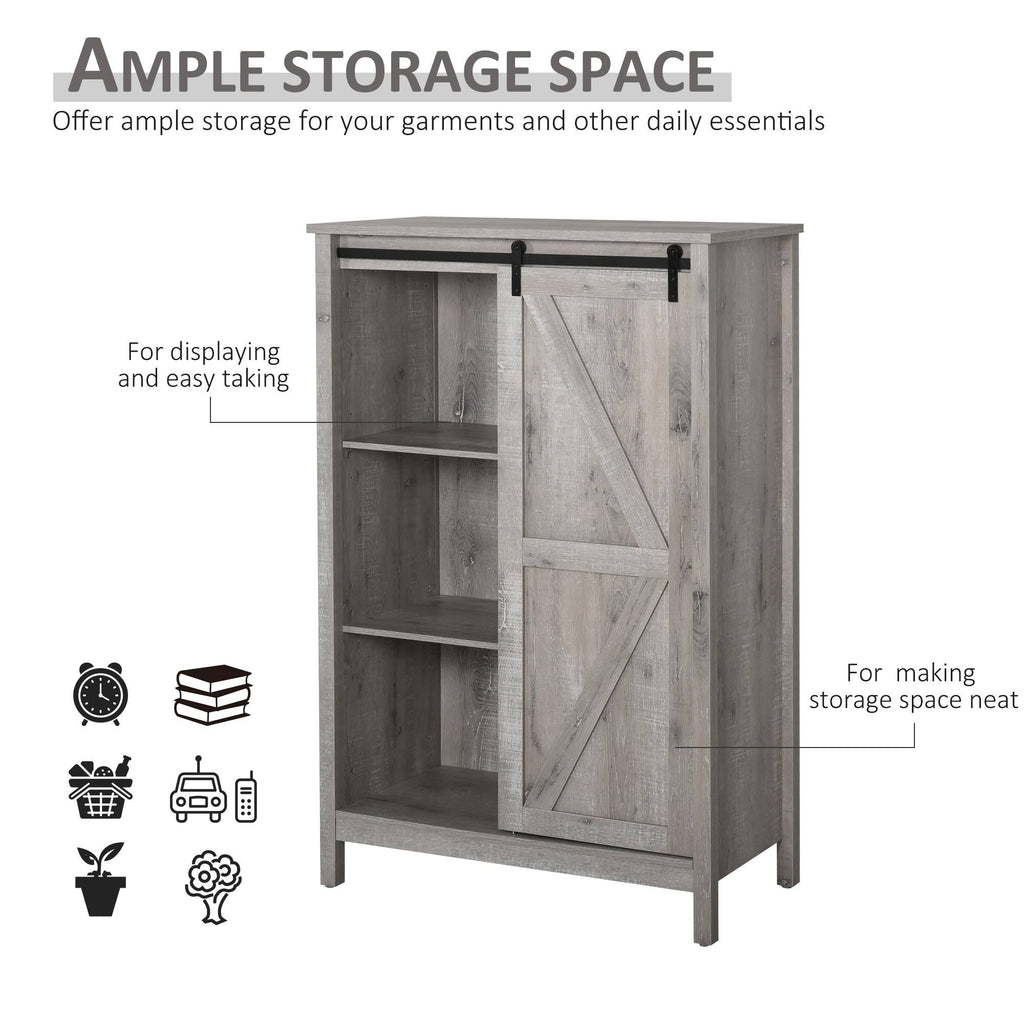Brown 3-Tier Storage Cabinet with Barn Door F55275