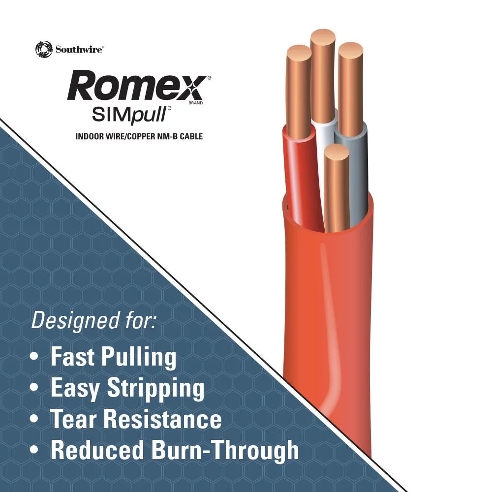 10/3 100' Orange Residential Indoor Electrical Wire Type NM-B B55133