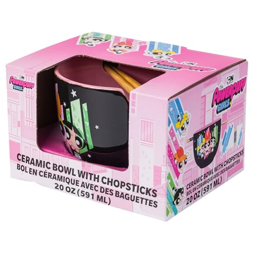 Pink 20 Ounces Ceramic Ramen Noodle Rice Bowl with Chopsticks F565