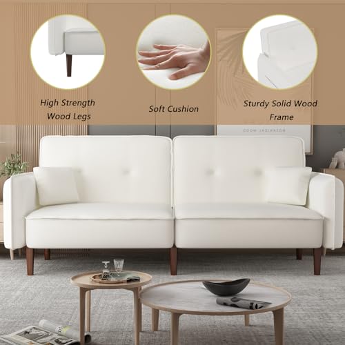 Pink Upholstered Convertible Futon Sofa Bed with 2 Pillows K5826