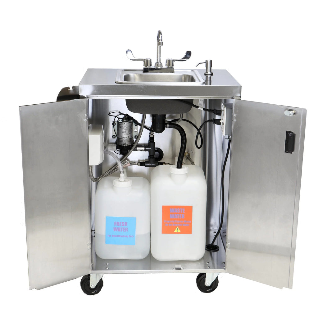 Electric Portable Sink with Hot Water Heater and Pump - Movable Steel Hand Washing Sink I85690