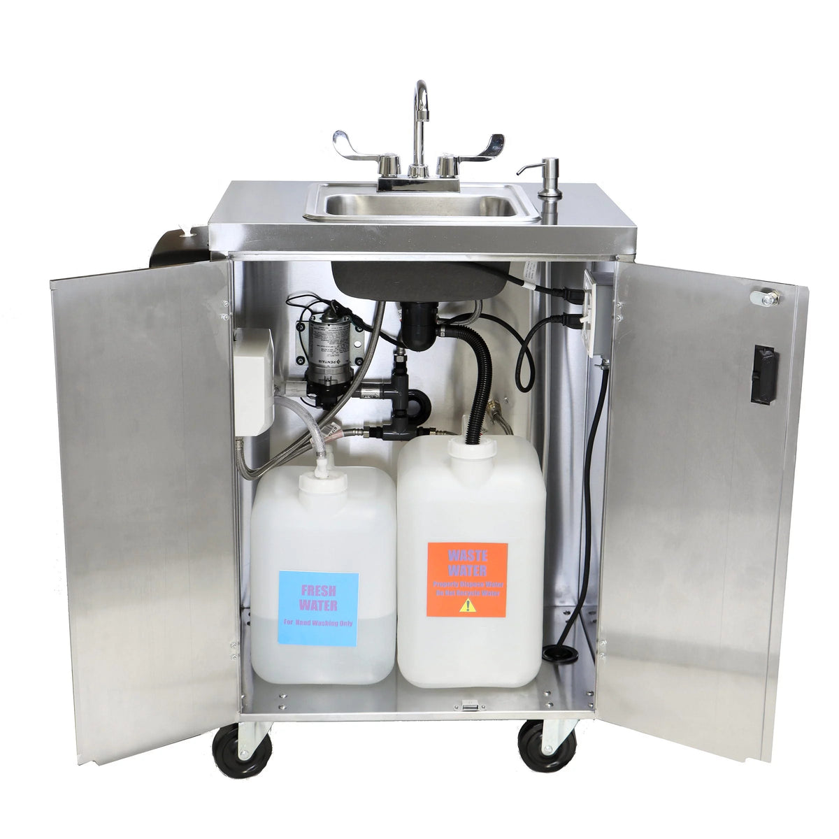 Electric Portable Sink with Hot Water Heater and Pump - Movable Steel Hand Washing Sink I85690