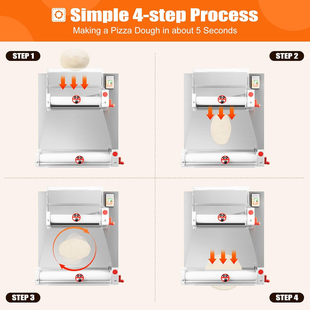 4-15 Inch Automatic Commercial Electric Pizza Dough Sheeter Machine R972396