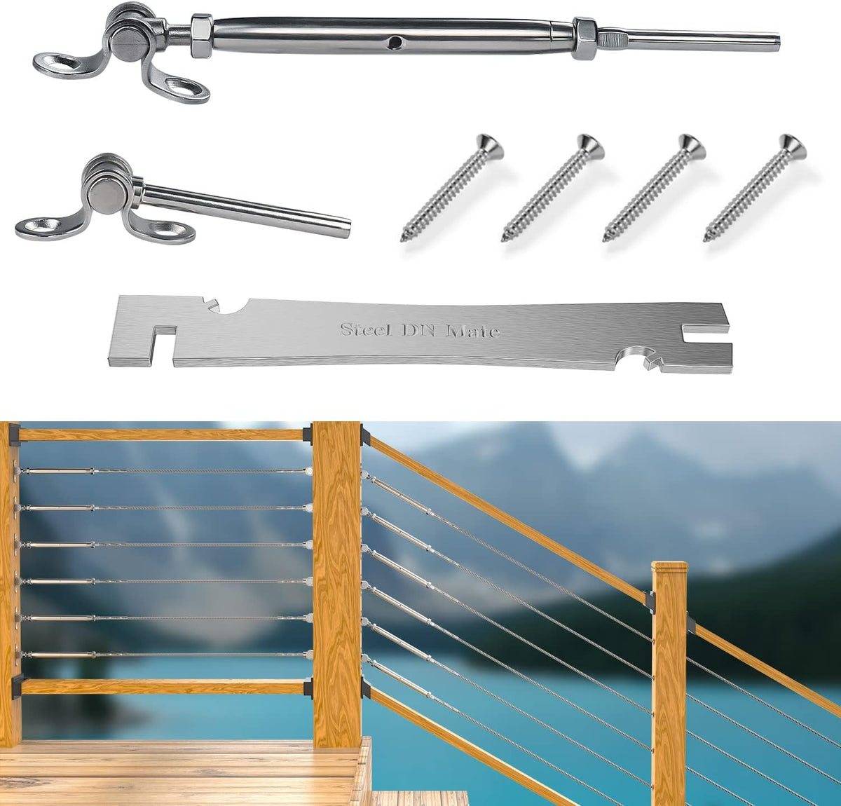 20 Sets T316 Stainless Steel Adjustable Angle 180° Cable Railing Kit L7367