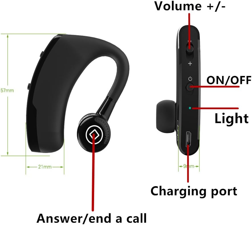Bluetooth Headset Wireless Single Earpiece Noise Cancelling Headphones R2098