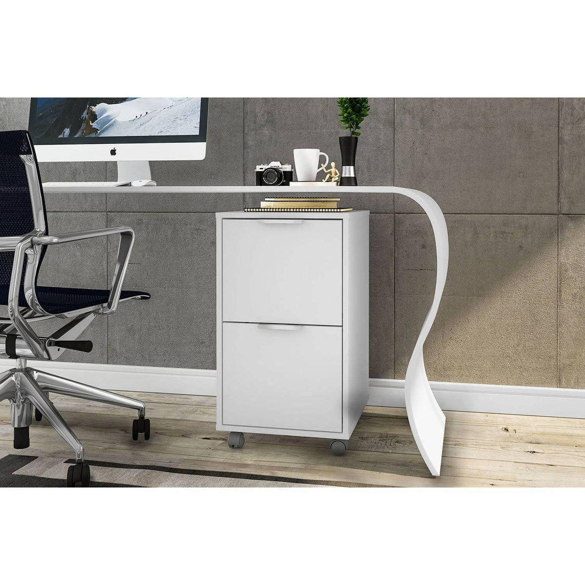 White 2 Drawer File Cabinet W649