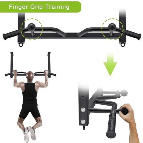 32" Ceiling Mounted Heavy Duty Pull Up Bar with Punching Bag Hanger and Resistance Bands W5163