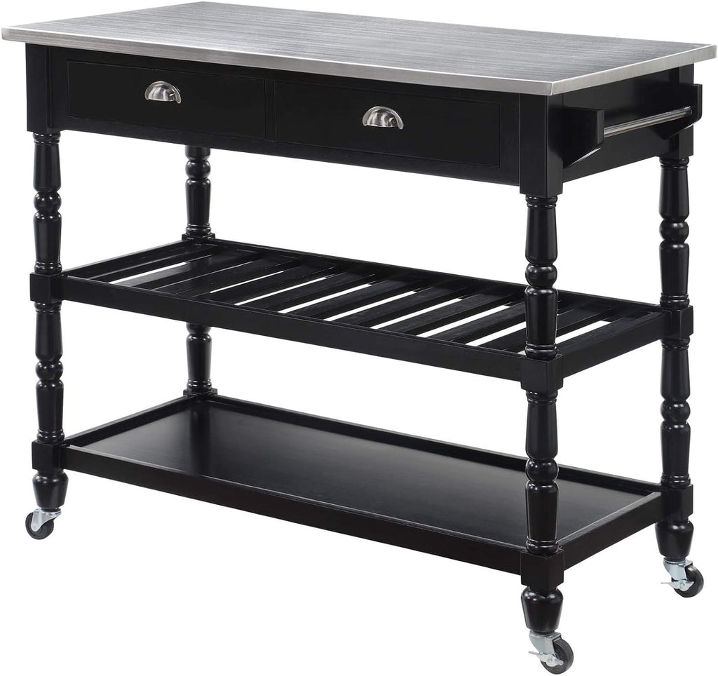Stainless Steel 3-Tier Kitchen Cart with Drawers E524