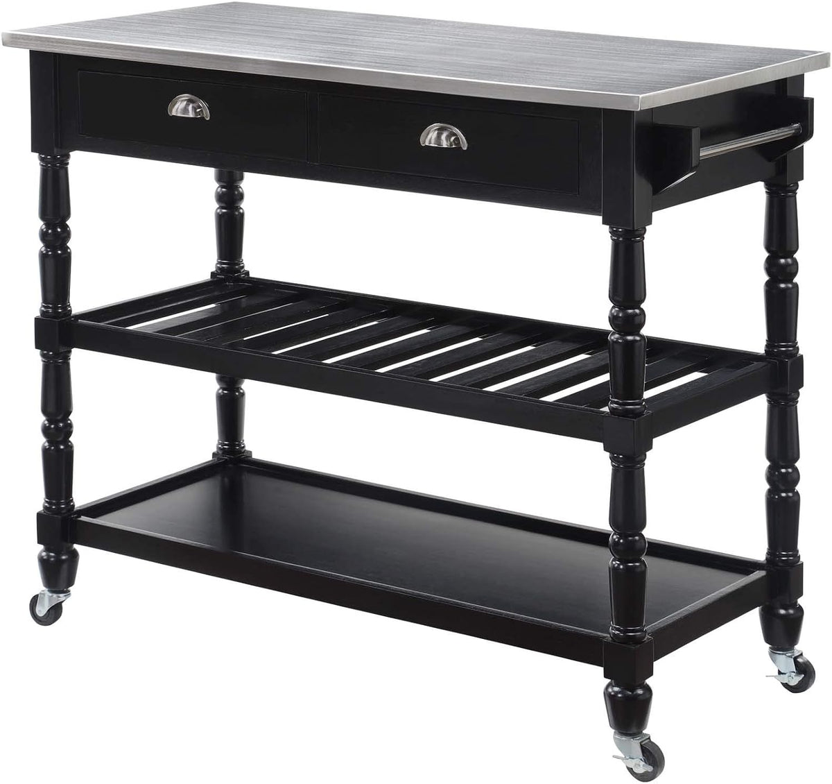 Stainless Steel 3-Tier Kitchen Cart with Drawers E524