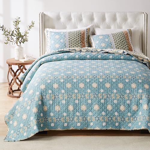 3-Piece Full/Queen Blue Quilted Bedding Set B911780