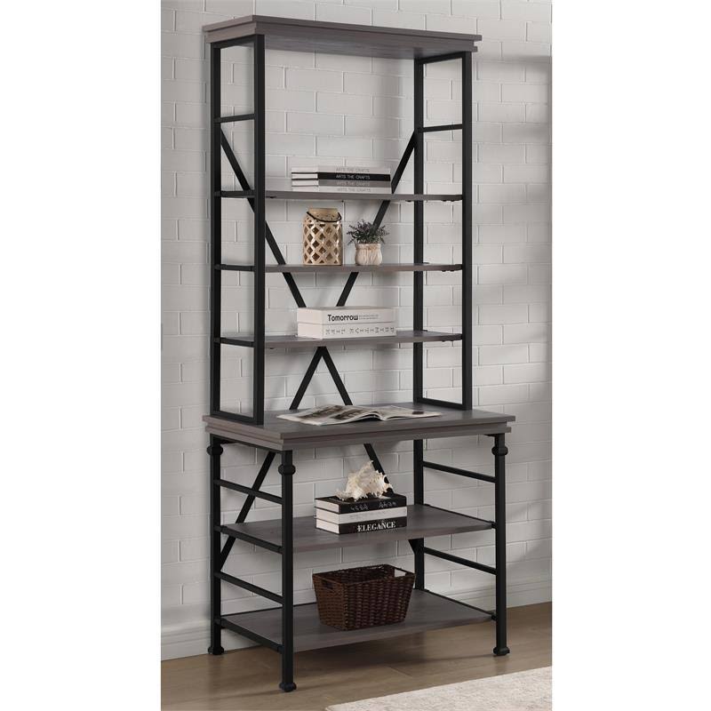 Industrial Metal 6-Shelf Bookcase K642