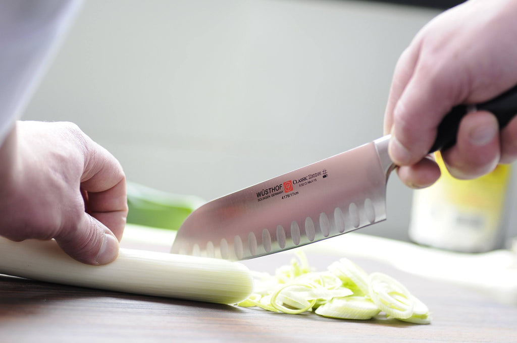 7-Inch Santoku Hollow Edge Black Knife G399829