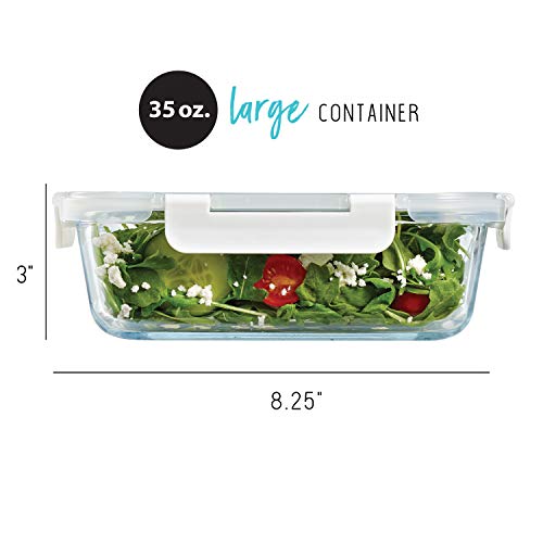5-Pack Two Compartments Glass Storage Containers with Locking Lids, 27 oz. P3030