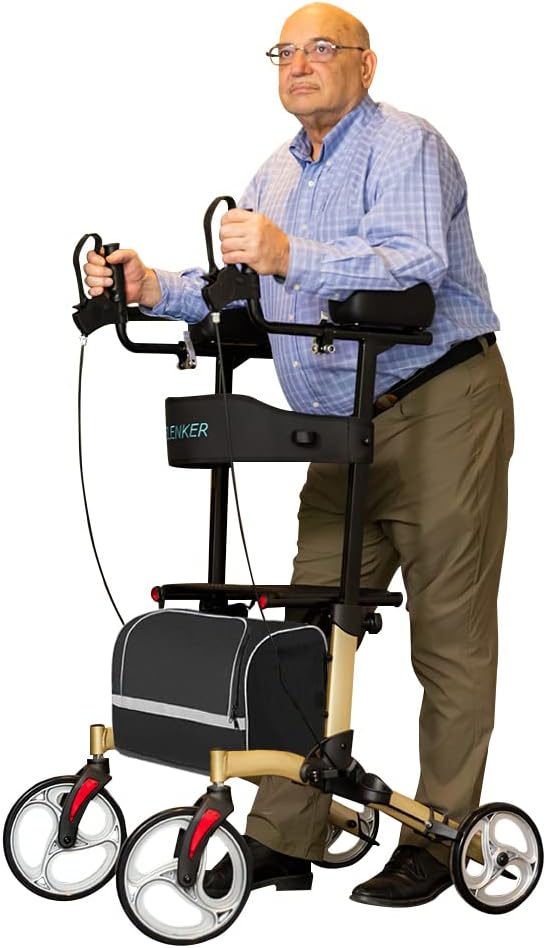 Upright Walker with Seat and Padded Armrests (Carbon Fiber Black) M15164