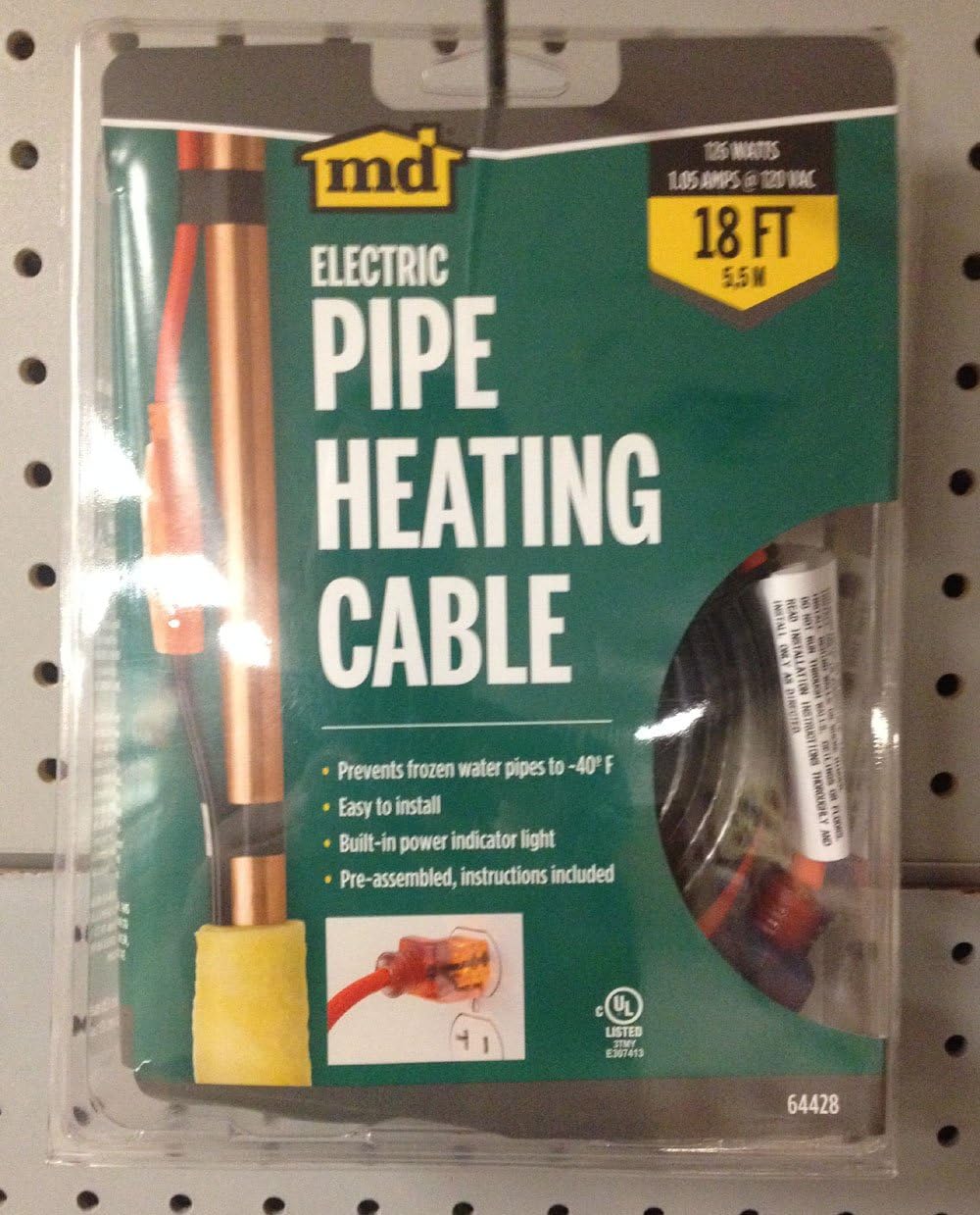 18 Ft Pipe Heating Cable with Thermostat Y92053