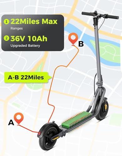 Electric Scooter, 25 Miles Range, 22MPH Max Speed, 850W Peak, 8.5"/10" Solid Tires, Dual Braking System P25524