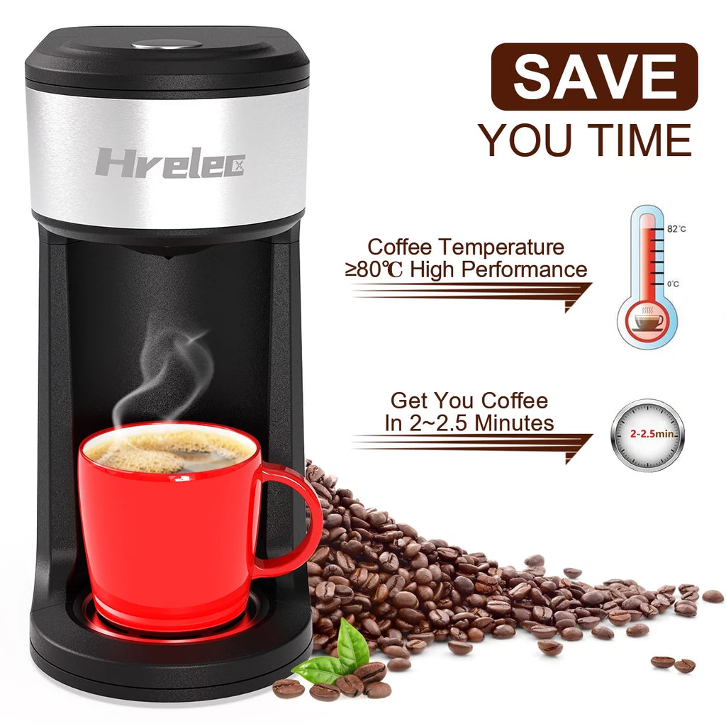 Mini Coffee Machine with Self-Cleaning Function and 8-14 oz Brew Size N8951