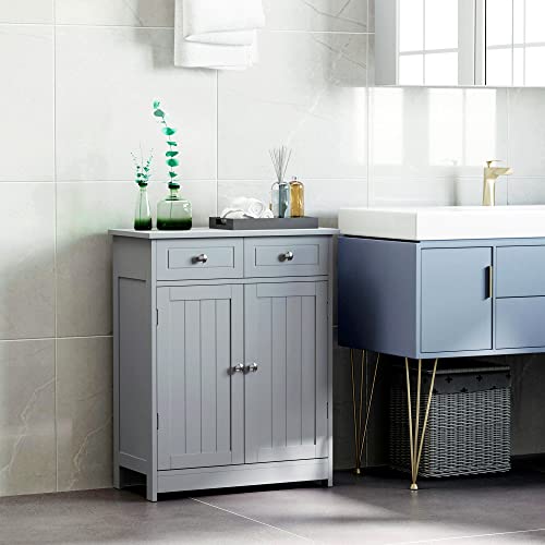 Grey Wooden Bathroom Floor Cabinet with 2 Doors and 2 Drawers N967