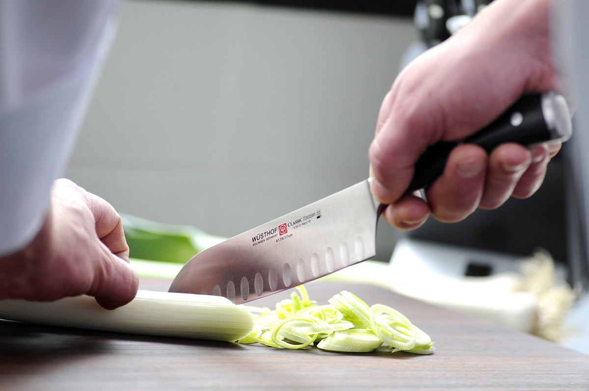 7-Inch Santoku Hollow Edge Black Knife G399829