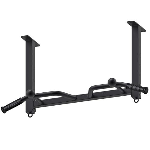 32" Ceiling Mounted Heavy Duty Pull Up Bar with Punching Bag Hanger and Resistance Bands W5163
