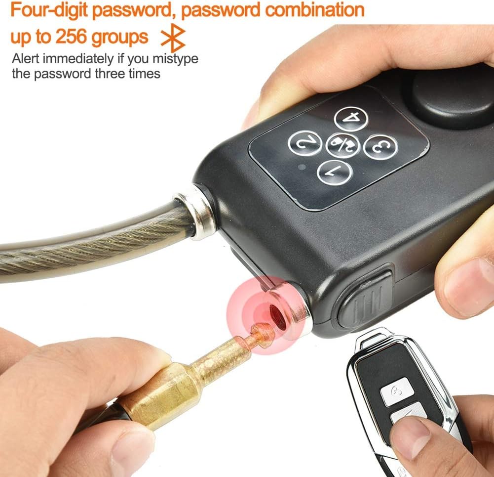 Anti-Theft Wireless Remote Control Alarm Bike Lock 4-Digit Password IP55 Waterproof Y9827