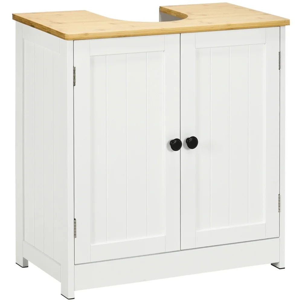 Crystal White Dark Walnut Under Sink Cabinet with Double Doors B91192