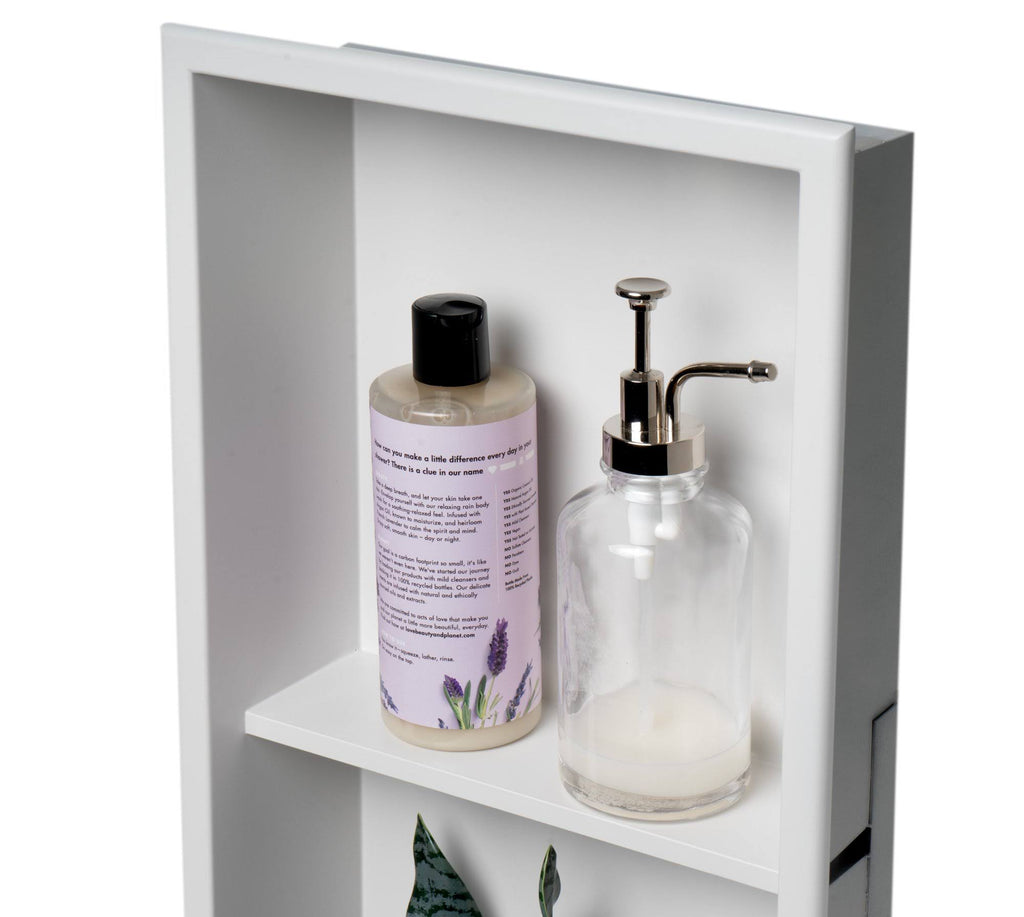 12 x 24 Stainless Steel Double Shelf Bath Shower Niche Matte White J871
