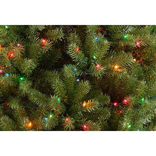 Pre-Lit Artificial Full Christmas Tree, Green, Multicolor Lights, Includes Stand, 7 Feet U57238
