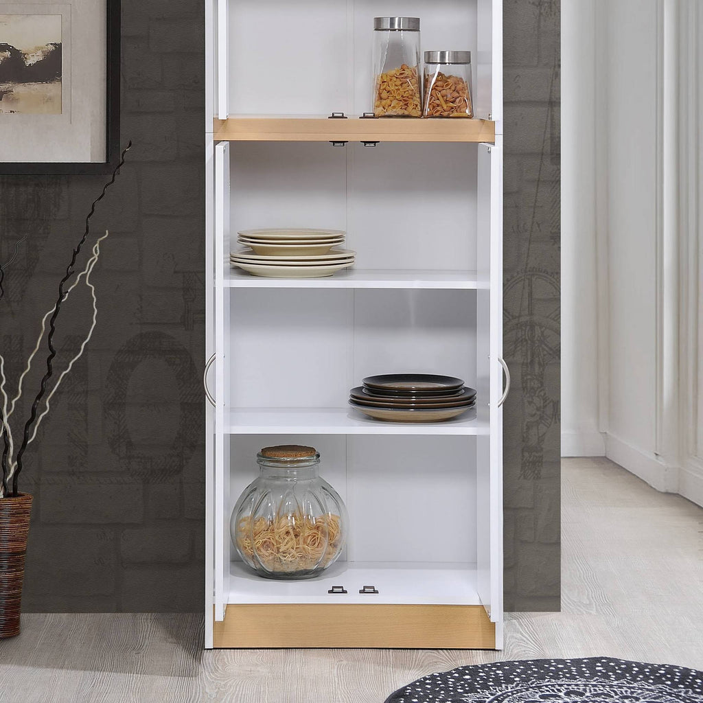 White 4-Door Kitchen Pantry Cabinet with 4 Shelves H42831