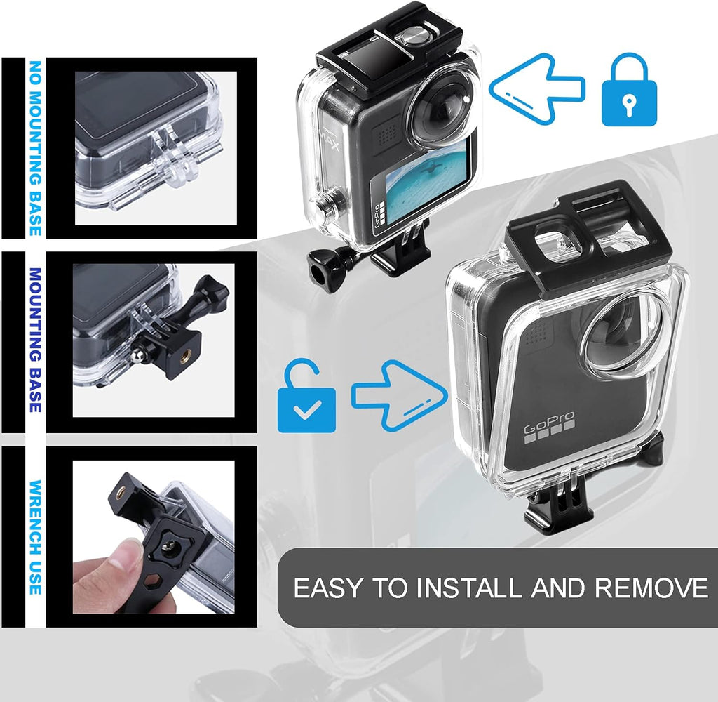 Waterproof Underwater Diving Protective Housing Case with Bracket Accessories V3292