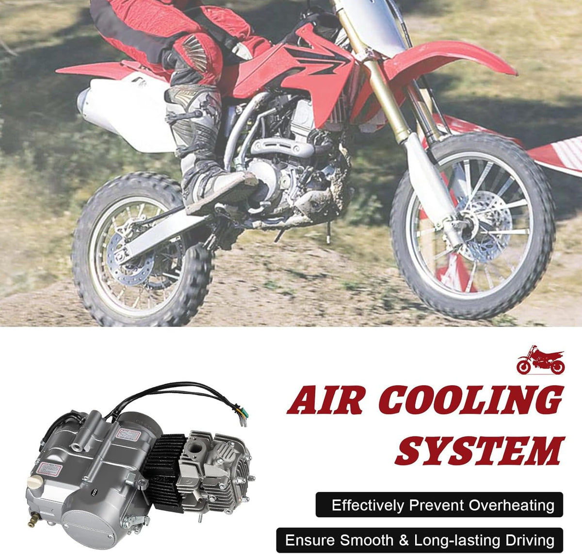 4-Stroke 125cc Manual Start Single Cylinder Manual Clutch Dirt Bike Engine Motor B222