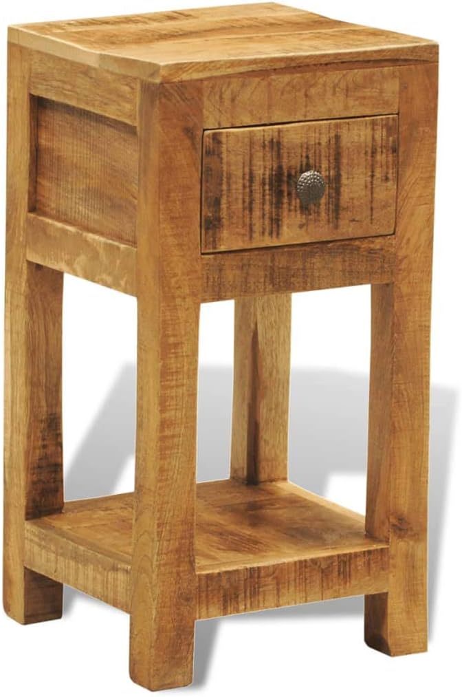 Solid Mango Wood 1 Drawer Side Table X990