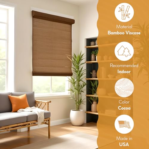 Cordless Bamboo Roman Shades - Driftwood - 28.5 in. W x 64 in. L X29550