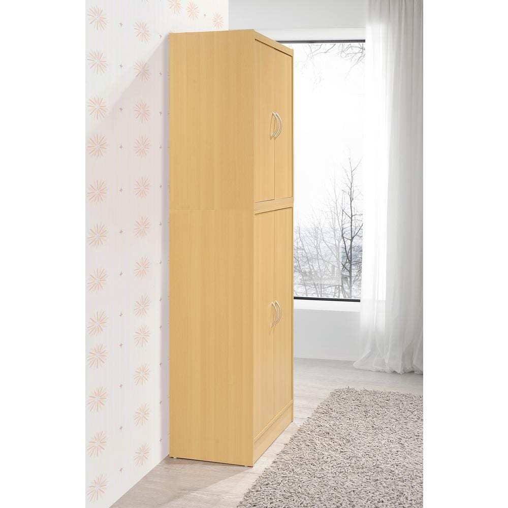 White 4-Door Kitchen Pantry Cabinet with 4 Shelves H42831