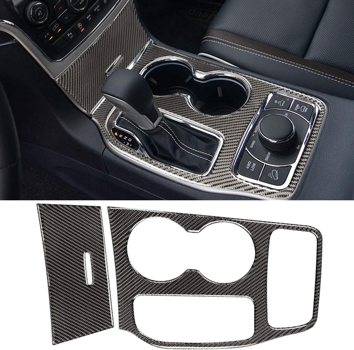 Real Carbon Fiber Black Cup Holder Center Console Trim S519267