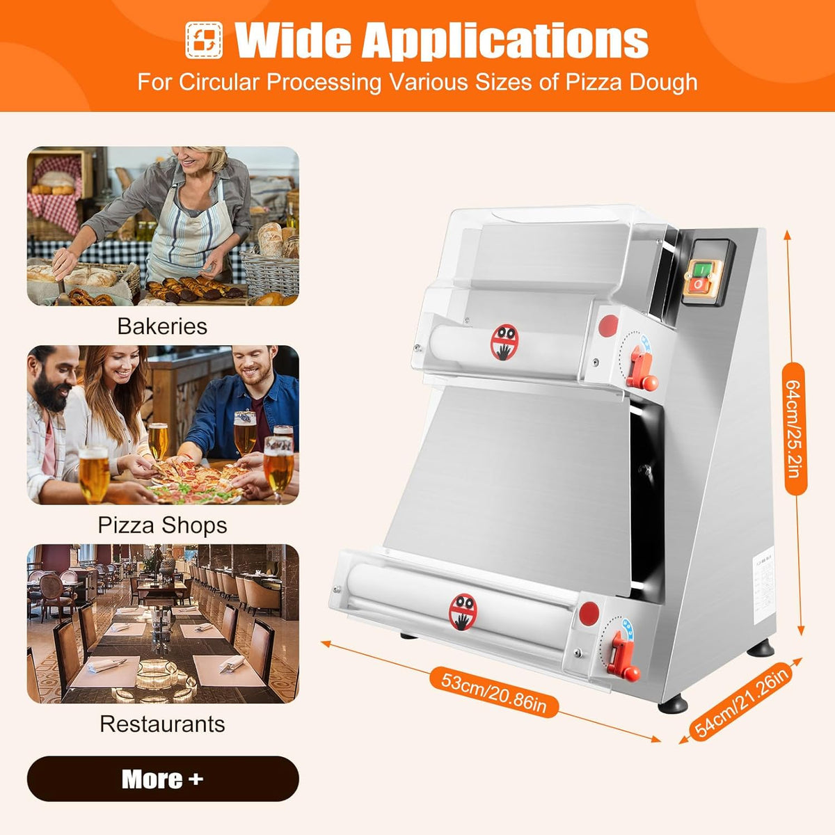 4-15 Inch Automatic Commercial Electric Pizza Dough Sheeter Machine R972396