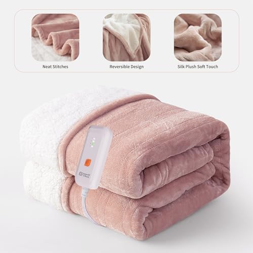Soft Silky Plush Electric Throw Blanket 50''X60'' Grey M7781