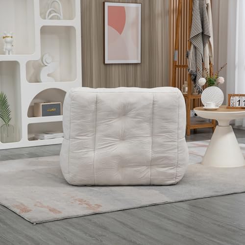 Blue Fluffy Bean Bag Chair with Memory Foam and Ottoman A489324