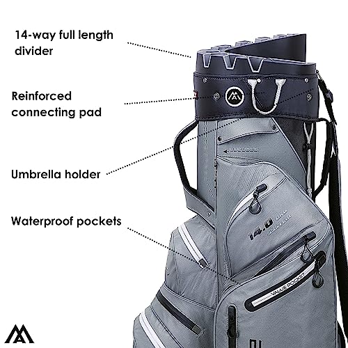 Waterproof Golf Cart Bag with 14 Way Divider Organizer Top O9499