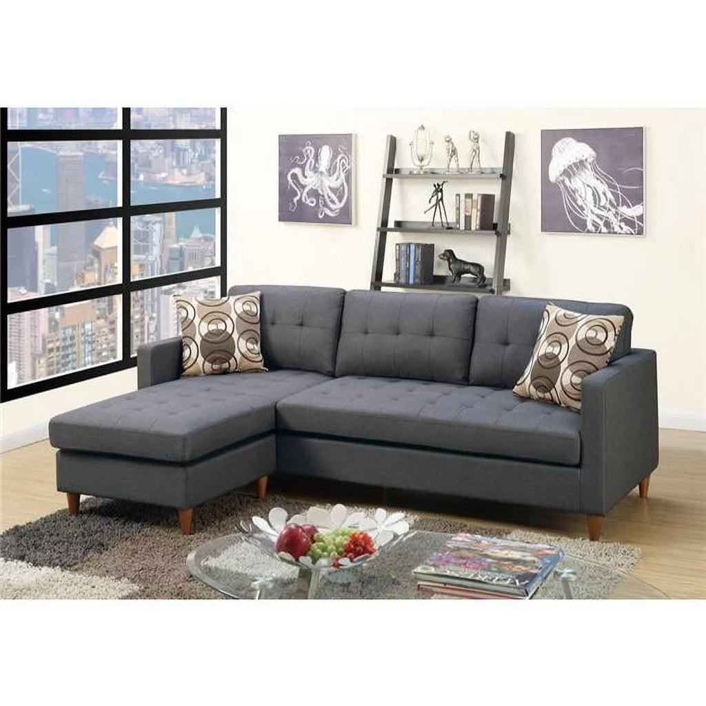 Gray 2 Piece Polyfiber Sectional with Pillows H5641