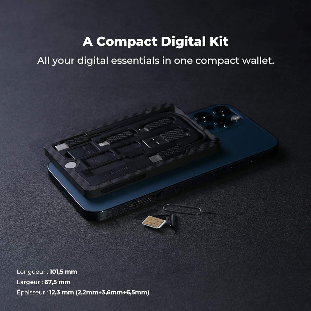Carbon Fiber Modular Portable Electronic Tool Kit with Type-C Cable Adapters and SD Card Reader G71472