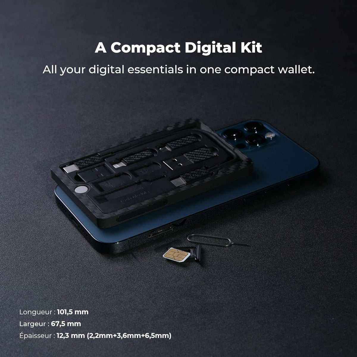 Carbon Fiber Modular Portable Electronic Tool Kit with Type-C Cable Adapters and SD Card Reader G71472