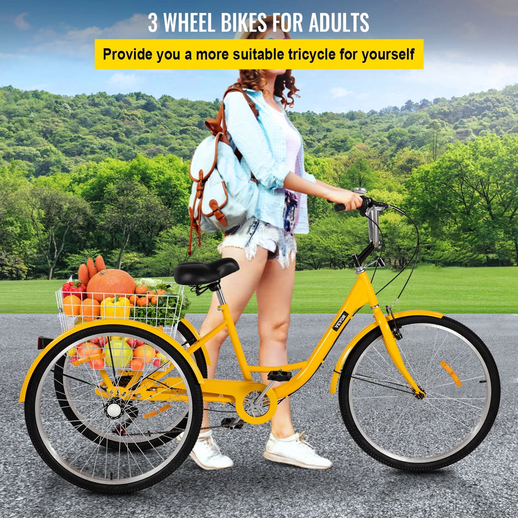 26 inch 7-Speed Adult Tricycle with Basket U495304