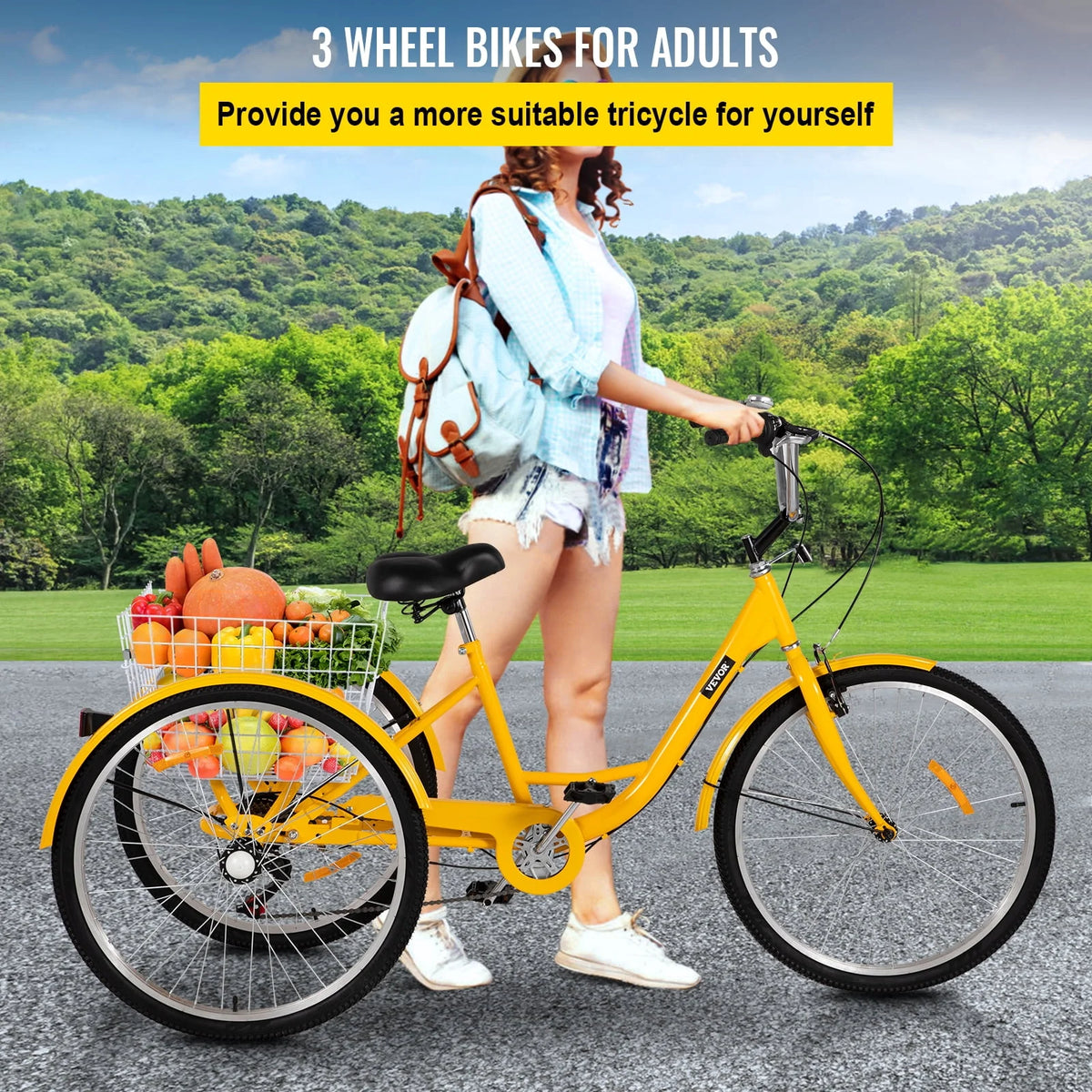 26 inch 7-Speed Adult Tricycle with Basket U495304