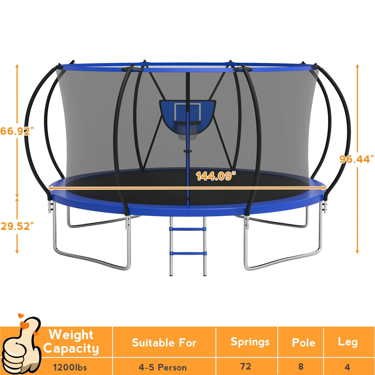 10FT Trampoline with Basketball Hoop and Light N3442