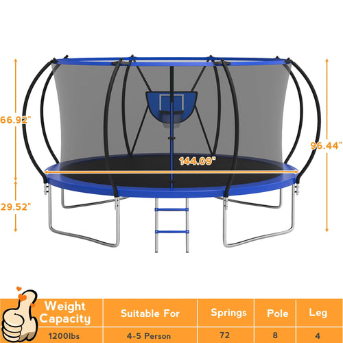 10FT Trampoline with Basketball Hoop and Light N3442